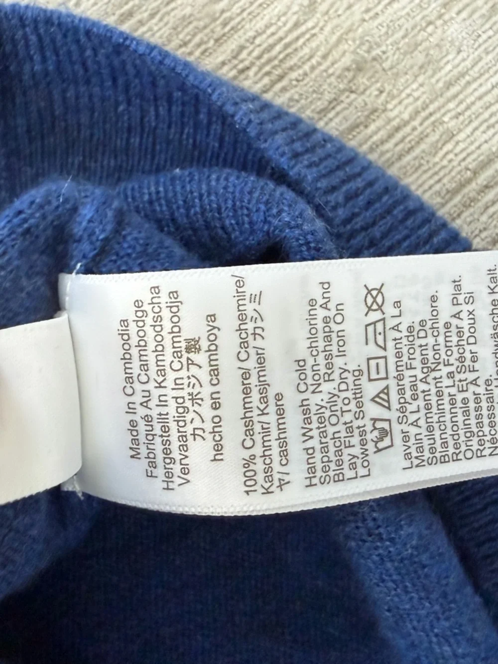 J.Crew 100% Cashmere Crewneck Sweater Navy Men’s M Classic Knit Underarm Repair